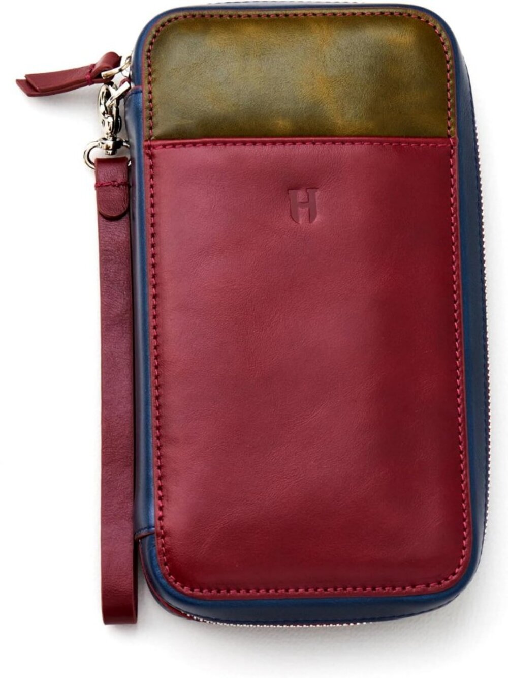 Stylish Full-Grain Leather Wristlet Clutch for Men & Women, RFID Protection